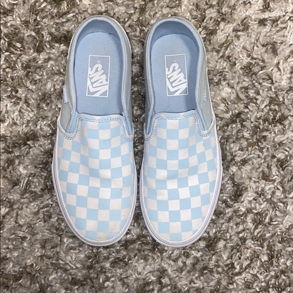 Vans Shoes - baby blue checkered vans